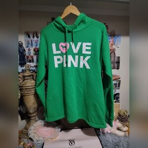 Victoria's Secret PINK Originals Green Sparkle Love Pink Hoodie Small